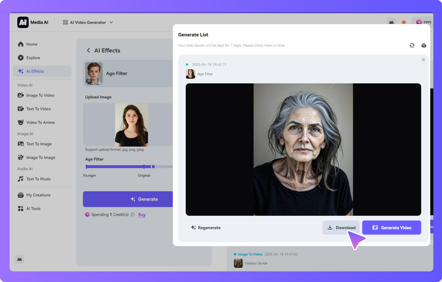 AI processing and download